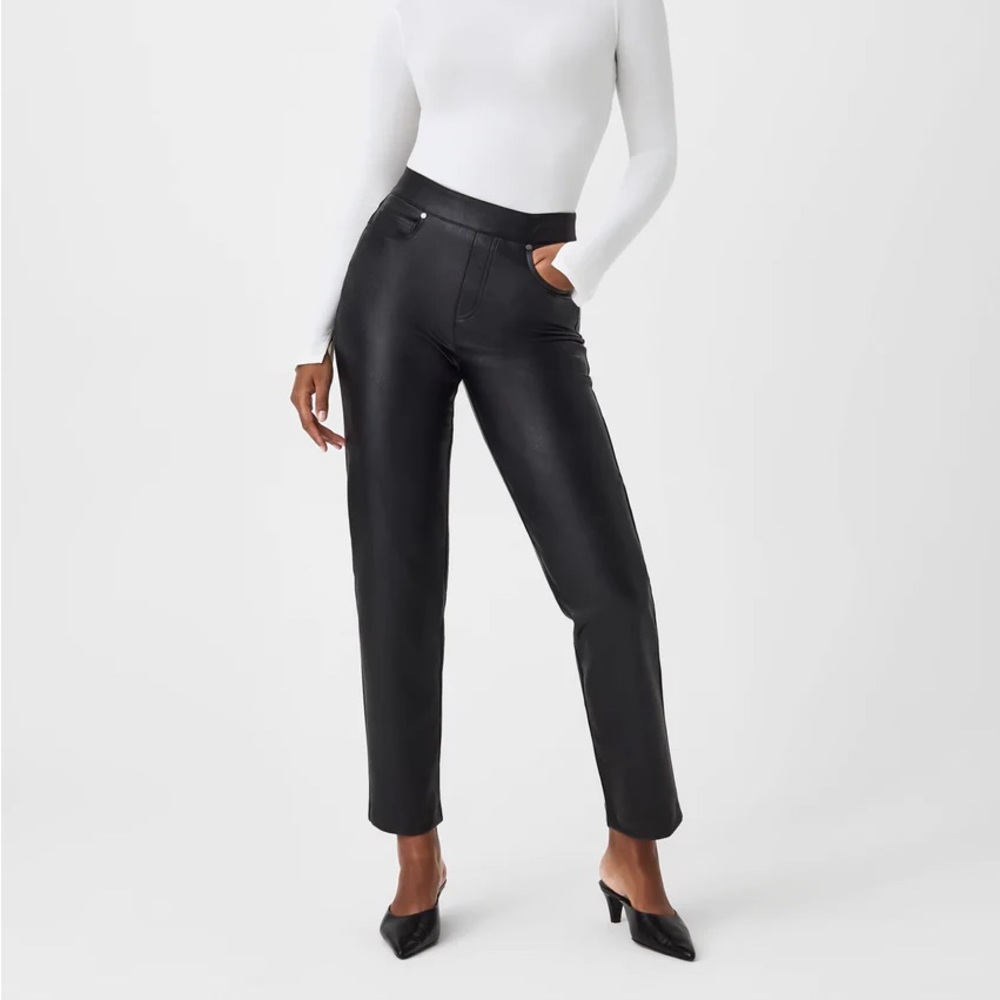 Spanx Leather Like Straight Leg Pant Tall